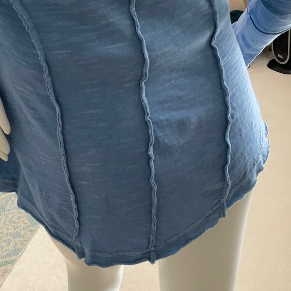 Free People Keepsake Long Sleeve Crochet Inset Slub Henley Top - Picture 5 of 6